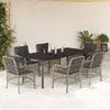 Image de vidaXL Ensemble à manger de jardin et coussins 7 pcs gris clair rotin