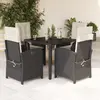 Image de vidaXL Ensemble à manger de jardin coussins 5pcs Noir Résine tressée