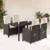 Image de vidaXL Ensemble à manger de jardin coussins 5pcs Noir Résine tressée