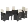 Image de vidaXL Ensemble à manger de jardin coussins 7pcs Noir Résine tressée