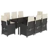Image de vidaXL Ensemble à manger de jardin 9pcs coussins noir résine tressée
