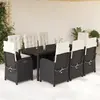 Image de vidaXL Ensemble à manger de jardin 9pcs coussins noir résine tressée