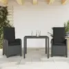 Image de vidaXL Ensemble à manger de jardin avec coussins 3 pcs Noir