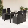 Image de vidaXL Ensemble à manger de jardin coussins 5pcs Noir Résine tressée