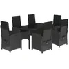 Image de vidaXL Ensemble à manger de jardin coussins 7pcs Noir Résine tressée