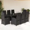 Image de vidaXL Ensemble à manger de jardin 9pcs coussins noir résine tressée