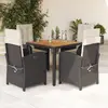 Image de vidaXL Ensemble à manger de jardin coussins 5pcs Noir Résine tressée