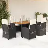 Image de vidaXL Ensemble à manger de jardin coussins 7pcs Noir Résine tressée
