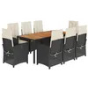 Image de vidaXL Ensemble à manger de jardin 9pcs coussins noir résine tressée