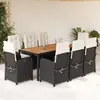 Image de vidaXL Ensemble à manger de jardin 9pcs coussins noir résine tressée