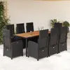 Image de vidaXL Ensemble à manger de jardin 9pcs coussins noir résine tressée
