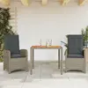 Image de vidaXL Ensemble à manger de jardin 3 pcs coussins gris résine tressée