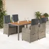 Image de vidaXL Ensemble à manger de jardin 5 pcs coussins gris résine tressée