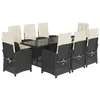 Image de vidaXL Ensemble à manger de jardin 9pcs coussins noir résine tressée