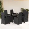 Image de vidaXL Ensemble à manger de jardin coussins 7pcs Noir Résine tressée