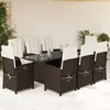 Image de vidaXL Ensemble à manger de jardin et coussins 9 pcs marron poly rotin