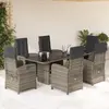 Image de vidaXL Ensemble à manger de jardin et coussins 7 pcs gris rotin