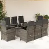 Image de vidaXL Ensemble à manger de jardin 9 pcs coussins gris résine tressée