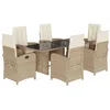 Image de vidaXL Ensemble à manger de jardin et coussins 7 pcs beige poly rotin