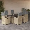 Image de vidaXL Ensemble à manger de jardin coussins 7 pcs mélange beige rotin