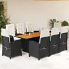 Image de vidaXL Ensemble à manger de jardin 9pcs coussins noir résine tressée