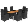 Image de vidaXL Ensemble à manger de jardin coussins 7pcs Noir Résine tressée
