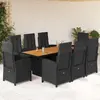 Image de vidaXL Ensemble à manger de jardin 9pcs coussins noir résine tressée