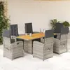 Image de vidaXL Ensemble à manger de jardin et coussins 7 pcs gris rotin