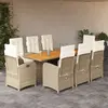 Image de vidaXL Ensemble à manger de jardin et coussins 9 pcs beige Poly rotin