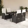 Image de vidaXL Ensemble à manger de jardin coussins 5pcs Noir Résine tressée