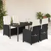 Image de vidaXL Ensemble à manger de jardin coussins 5pcs Noir Résine tressée