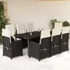 Image de vidaXL Ensemble à manger de jardin 9pcs coussins noir résine tressée