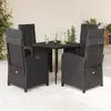 Image de vidaXL Ensemble à manger de jardin coussins 5pcs Noir Résine tressée