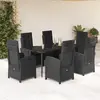 Image de vidaXL Ensemble à manger de jardin coussins 7pcs Noir Résine tressée