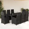 Image de vidaXL Ensemble à manger de jardin 9pcs coussins noir résine tressée