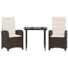 Image de vidaXL Ensemble à manger de jardin 3 pcs et coussins marron poly rotin