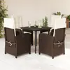 Image de vidaXL Ensemble à manger de jardin 5 pcs et coussins marron poly rotin
