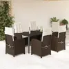 Image de vidaXL Ensemble à manger de jardin et coussins 7 pcs marron rotin