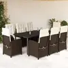 Image de vidaXL Ensemble à manger de jardin et coussins 9 pcs marron poly rotin