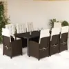 Image de vidaXL Ensemble à manger de jardin et coussins 9 pcs marron poly rotin