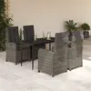 Image de vidaXL Ensemble à manger de jardin 5 pcs coussins gris résine tressée