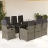Image de vidaXL Ensemble à manger de jardin 9 pcs coussins gris résine tressée