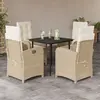 Image de vidaXL Ensemble à manger de jardin avec coussins 5pcs Beige poly rotin