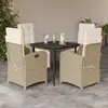 Image de vidaXL Ensemble à manger de jardin avec coussins 5pcs Beige poly rotin