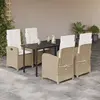 Image de vidaXL Ensemble à manger de jardin avec coussins 5pcs Beige poly rotin