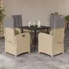 Image de vidaXL Ensemble à manger de jardin coussins 5 pcs mélange beige rotin