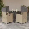Image de vidaXL Ensemble à manger de jardin coussins 5 pcs mélange beige rotin