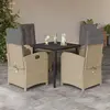 Image de vidaXL Ensemble à manger de jardin coussins 5 pcs mélange beige rotin