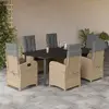 Image de vidaXL Ensemble à manger de jardin coussins 7 pcs mélange beige rotin