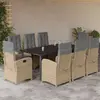 Image de vidaXL Ensemble à manger de jardin et coussins 9 pcs mélange beige